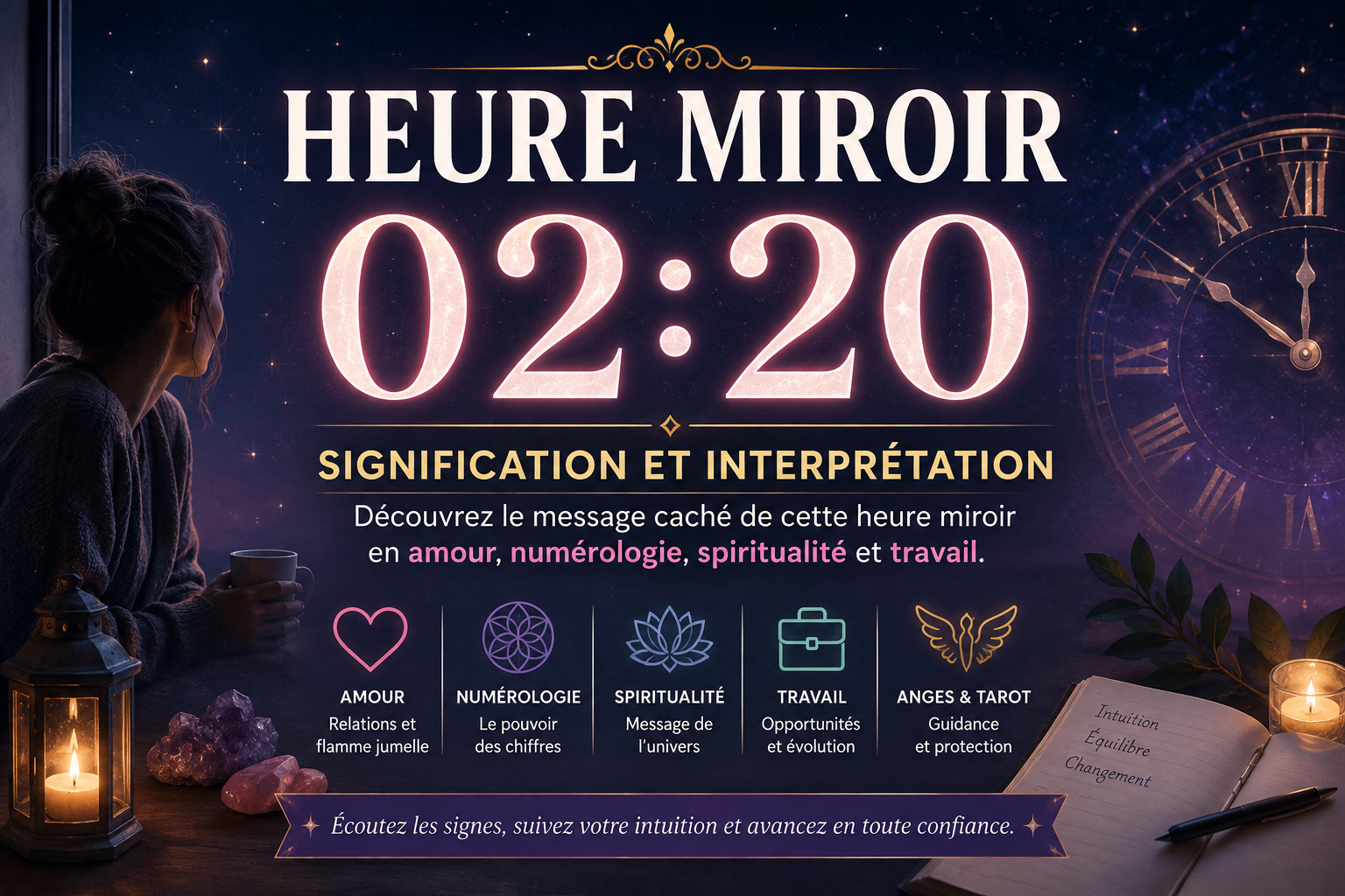 Heure miroir 02h20 : quelle signification en amour, spiritualité et numérologie ?